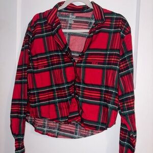 PINK Victoria's Secret Red and Green Plaid Shirt